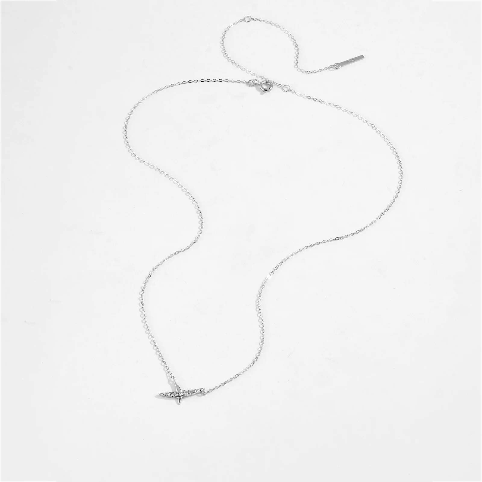 925 Sterling Silver Asymmetric X Cubic Zirconia Pendant - Image 5