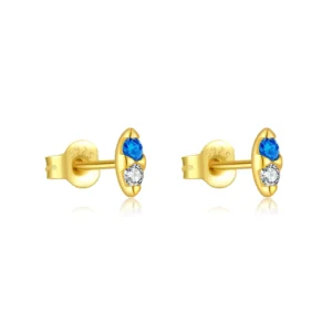 925 Sterling Silver Blue Marquise Cubic Zirconia Stud Earrings
