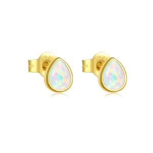 925 Sterling Silver Opal Teardrop Pear Shape Stud Earrings