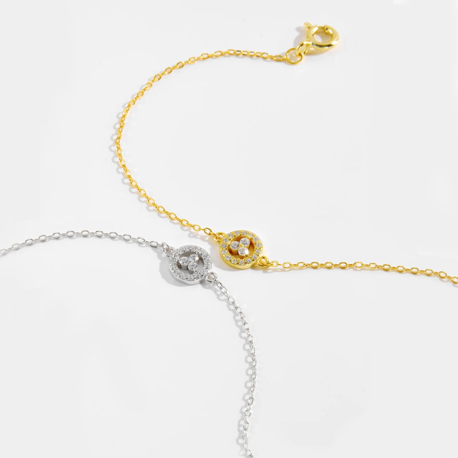 925 Sterling Silver Circle Cubic Zirconia Three Love Life Bracelet - Image 4